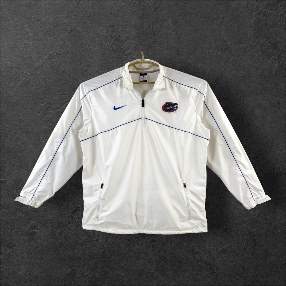 Nike Florida Gators Mens Quarter Zip Windbreaker Jacket White Blue Size M